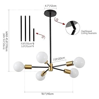 チャングンソク　インテリアライト KAISITE Sputnik Chandelier Light Fixture - Modern 5-Light