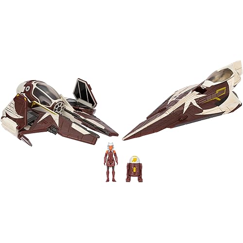 STAR WARS Micro Galaxy Squadron Ahsoka Tano’s Jedi Starfighters Set - 5-Inch and 3-Inch Vehicles Two 1-Inch Micro Figure Accessories