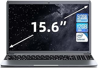 SGIN Laptops 12GB DDR4 512GB SSD (TF 512GB), 15.6 Inch Laptop with Intel Celeron N5095 Processor(Up to 2.9GHz), FHD 1920x1080 Notebook with 2xUSB 3.0, Dual Band WiFi, Bluetooth 4.2(Gray)