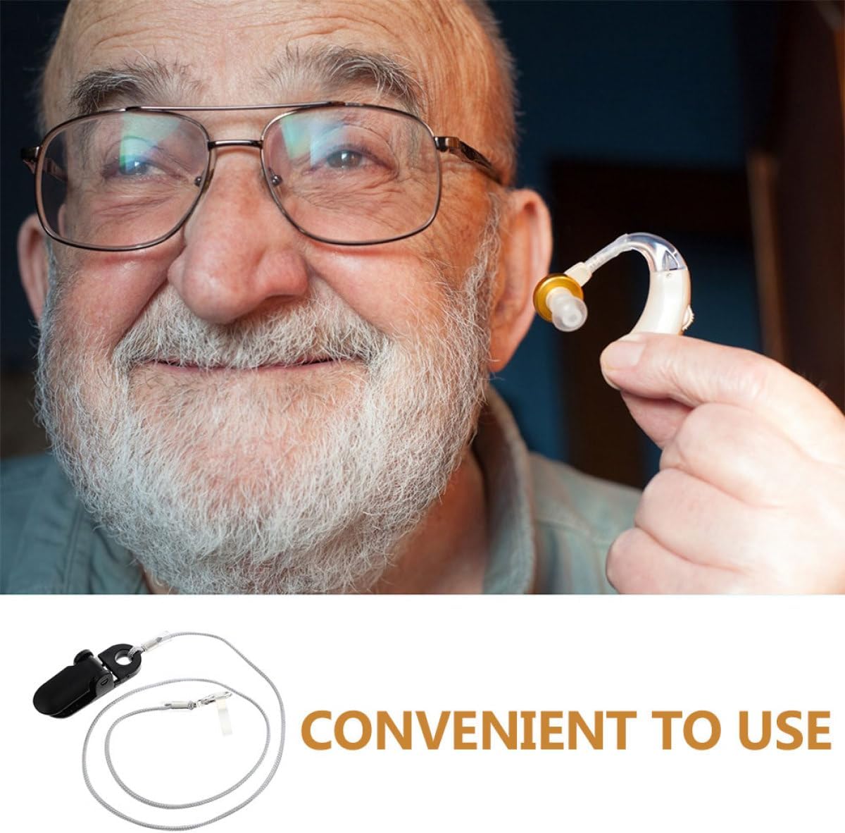 2 Pcs Hearing Aid Lanyard Anti-Lost Strap Portable Hearing Aid Clip for Single Ear BTE Amplifier Suitable for Seniors