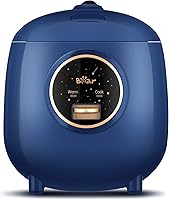 Bear Mini Rice Cooker 2 Cups Uncooked, 1.2L Portable Non-Stick BPA-Free Small Travel Cooker, One-Touch Cook & Keep Warm, Blue