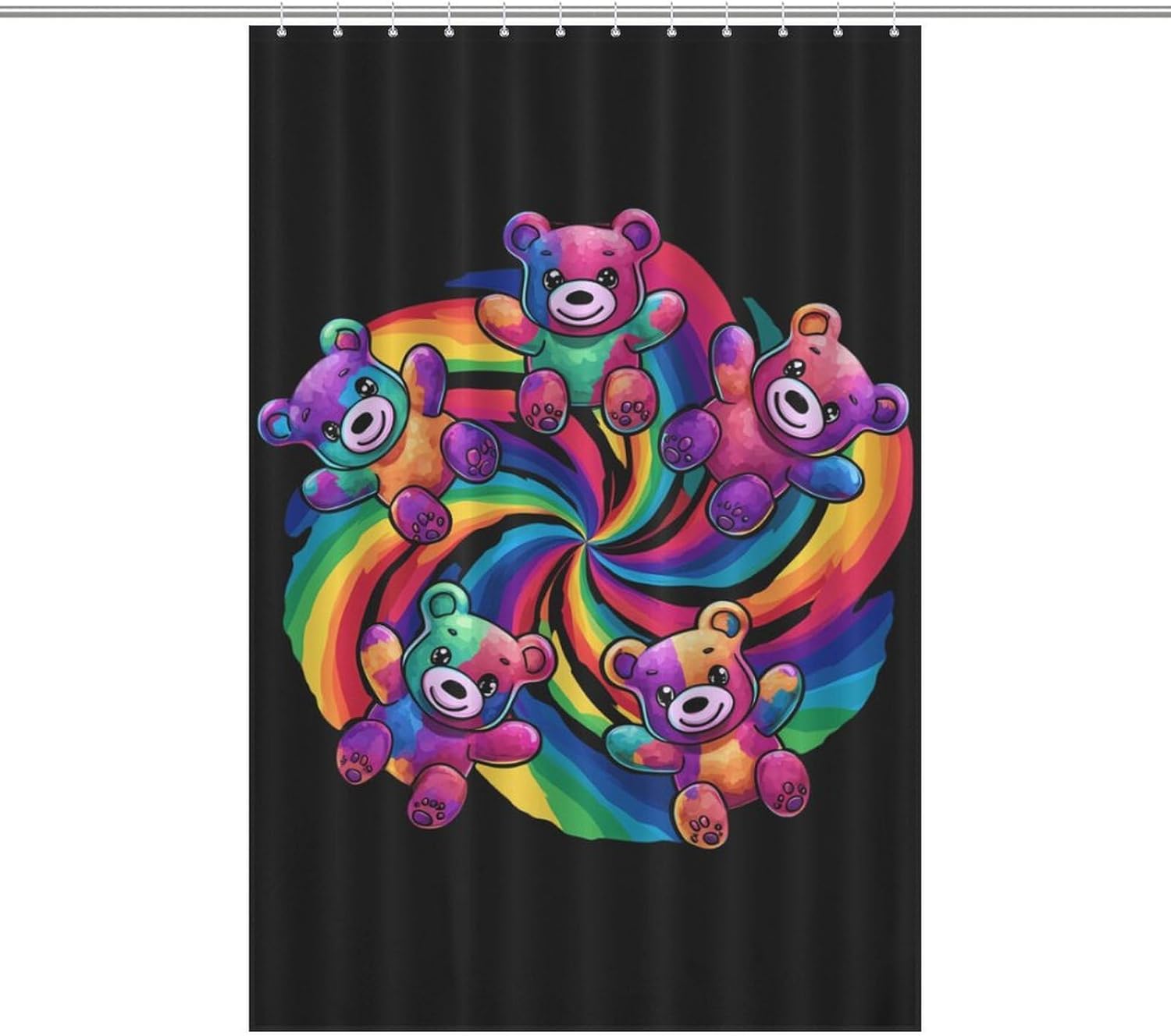 Tie-Dye Candy Bears Shower Curtain 46.85x70.87Inch（119x180cm） Polyester Bath Curtain Shower Curtains Printed Decorative