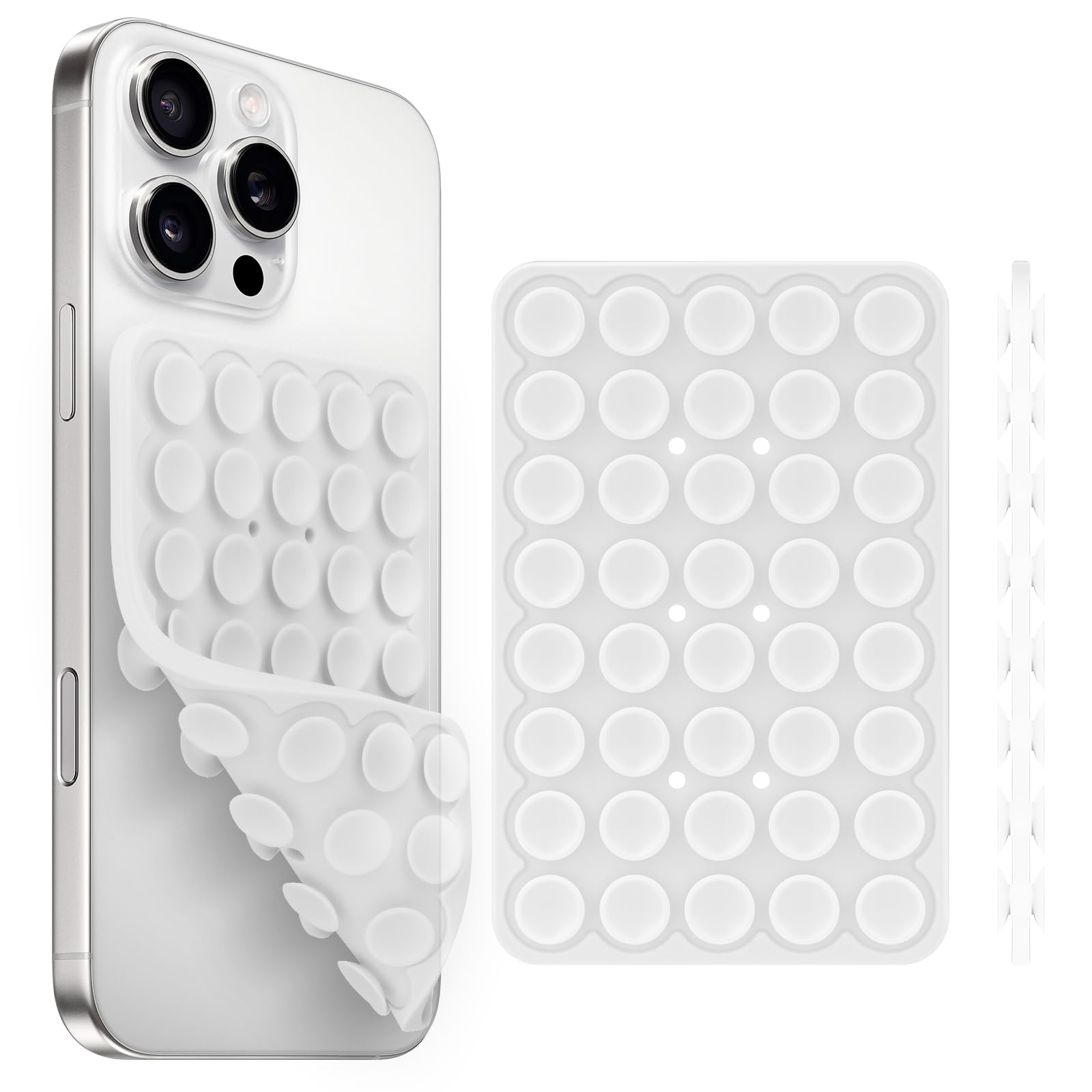 Silicone Suction Cup Phone Case Mount Double Sided, Phone Accessories Hands-Free Strong Grip Holder for Selfies and Videos, Silicon Phone Stand for iPhone and Android Translucent