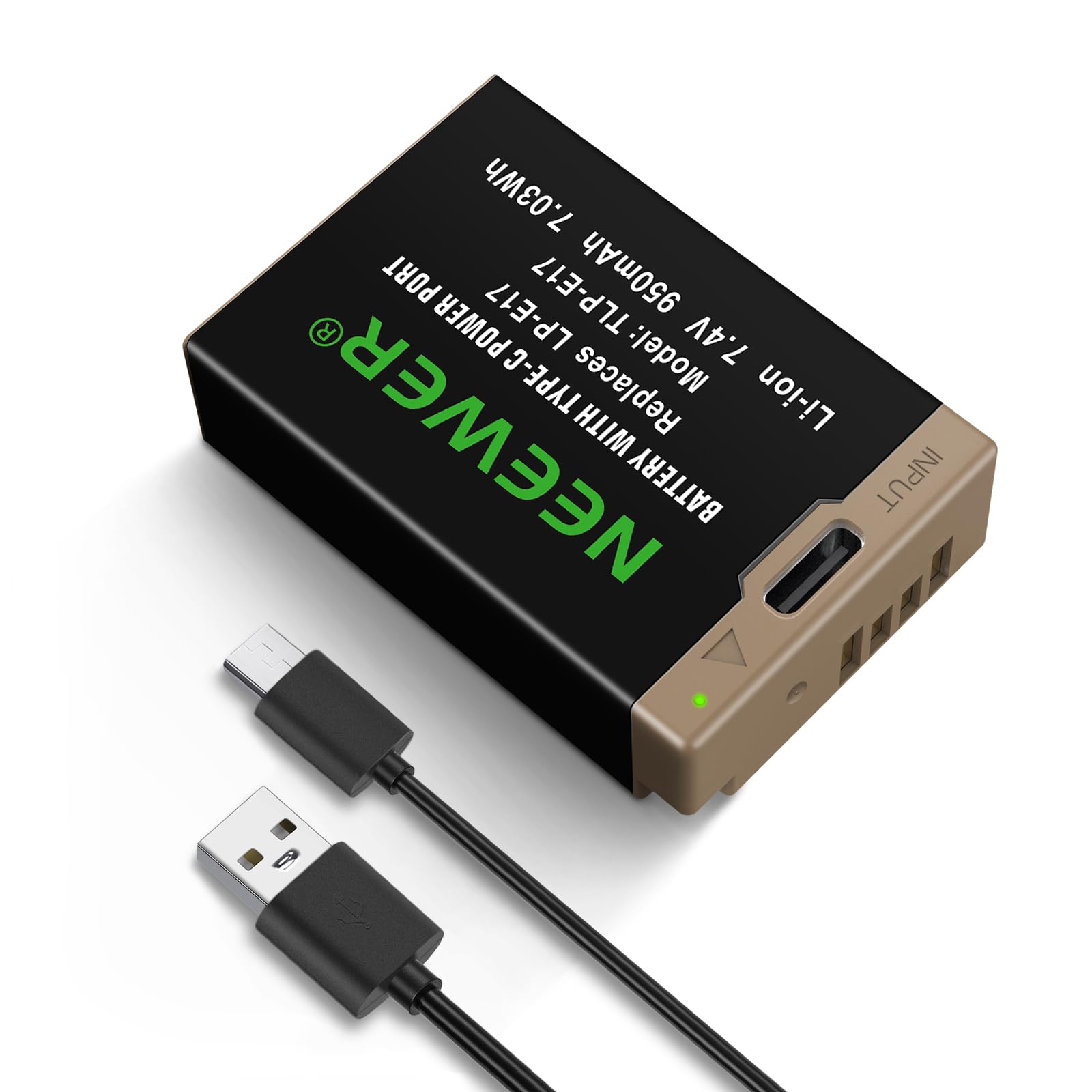 NEEWER LP-E17 950mAh Replacement Camera Battery for Canon EOS R50 R8 RP R10 R100, Full Charging 2.3h with USB Type C Fast Charging for Canon M6 II M5 M3 77D T6i 750D T6s 760D T7i 800D T8i 850D