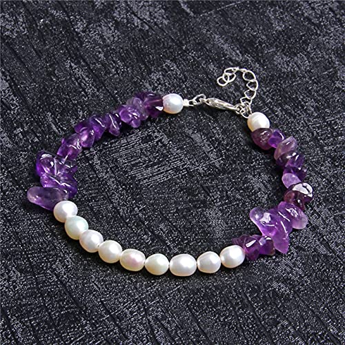 Bracelet en pierre naturelle grenat et perles d'eau douce blanche