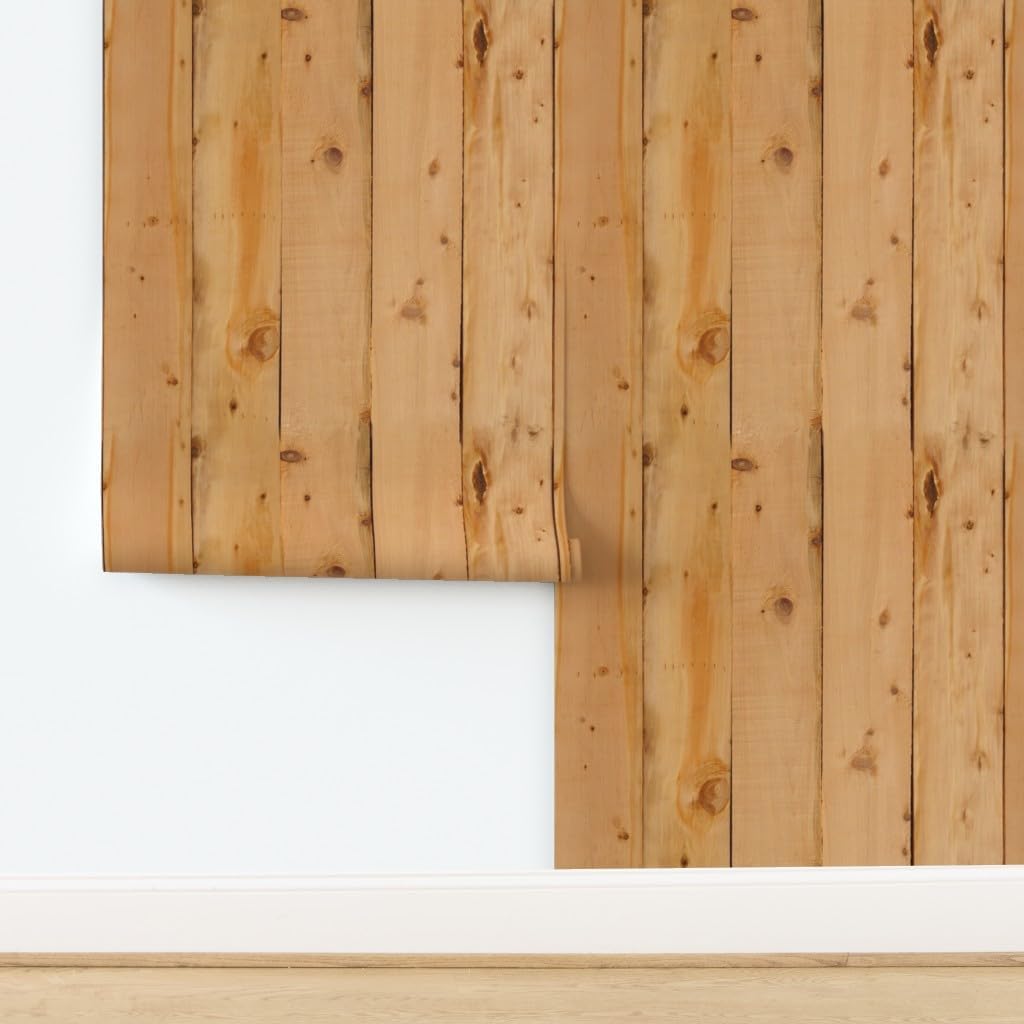 Peel & Stick Wallpaper Swatch - Pine Wood Planks Modern Rustic Custom Removable Wallpaper by Spoonflower