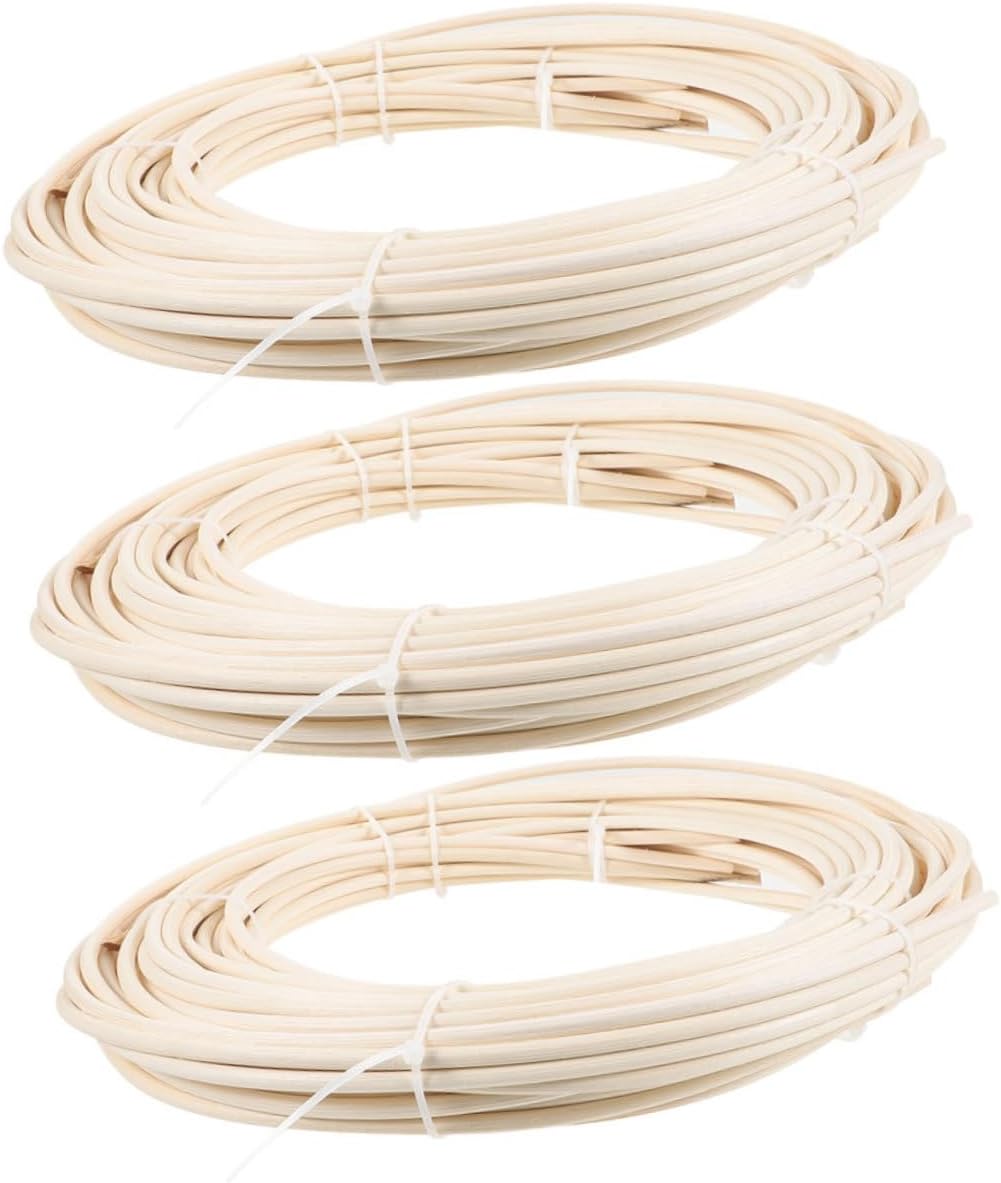 SHINEOFI 3 Rolls Round Rattan Weaving Reeds Durable DIY Craft Material for Basket and Chair Making Supplies Total for Creative Projects