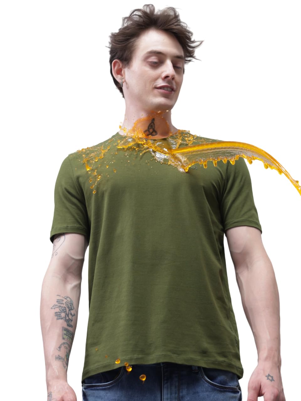 turms Men's Casual Solid Round Neck T-Shirt, Odor Control, Stretchable & Breathable, Cotton Rich Fabric, Half Sleeve-picture-11