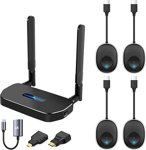 Miniatura 10 de Transmisor y receptor HDMI inalámbrico Kit 4K, equipo de presentación inalámbrica Full HD 4K, adaptador HDMI, medios de streaming Plug and Play.