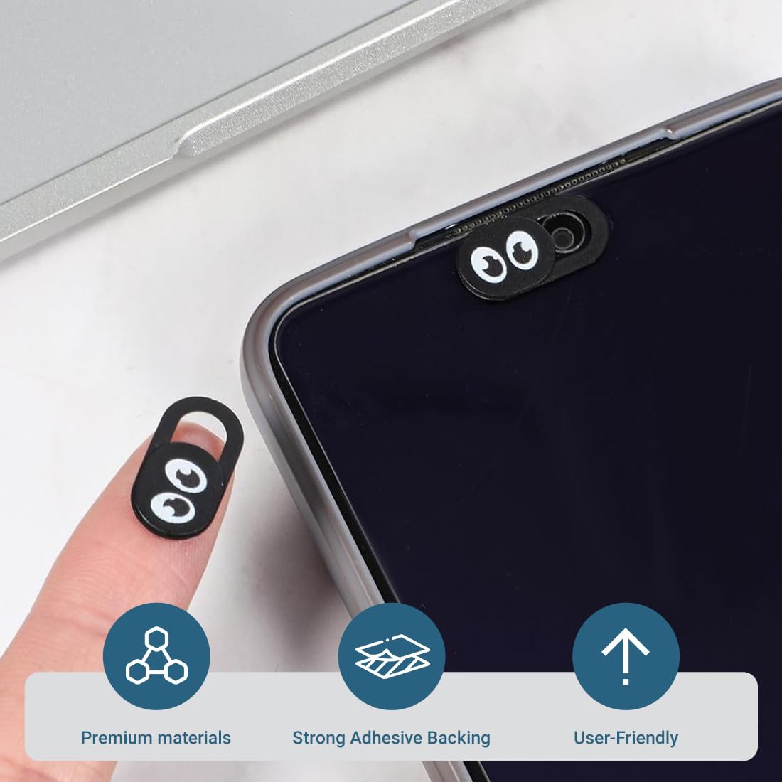 Copri Webcam 8 Pezzi, Copertura Slider Proteggi Privacy, Accessori per Laptop PC, Design Occhi, 0,7mm Ultra Sottile