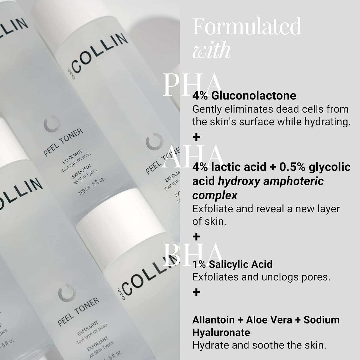 G.M. COLLIN Peel Toner Exfoliant | Daily Leave-On Liquid with AHA BHA PHA | Salicylic Acid Toner for Pores & Smooth Skin | Aloe Vera Soothes & Hydrates - Image 4