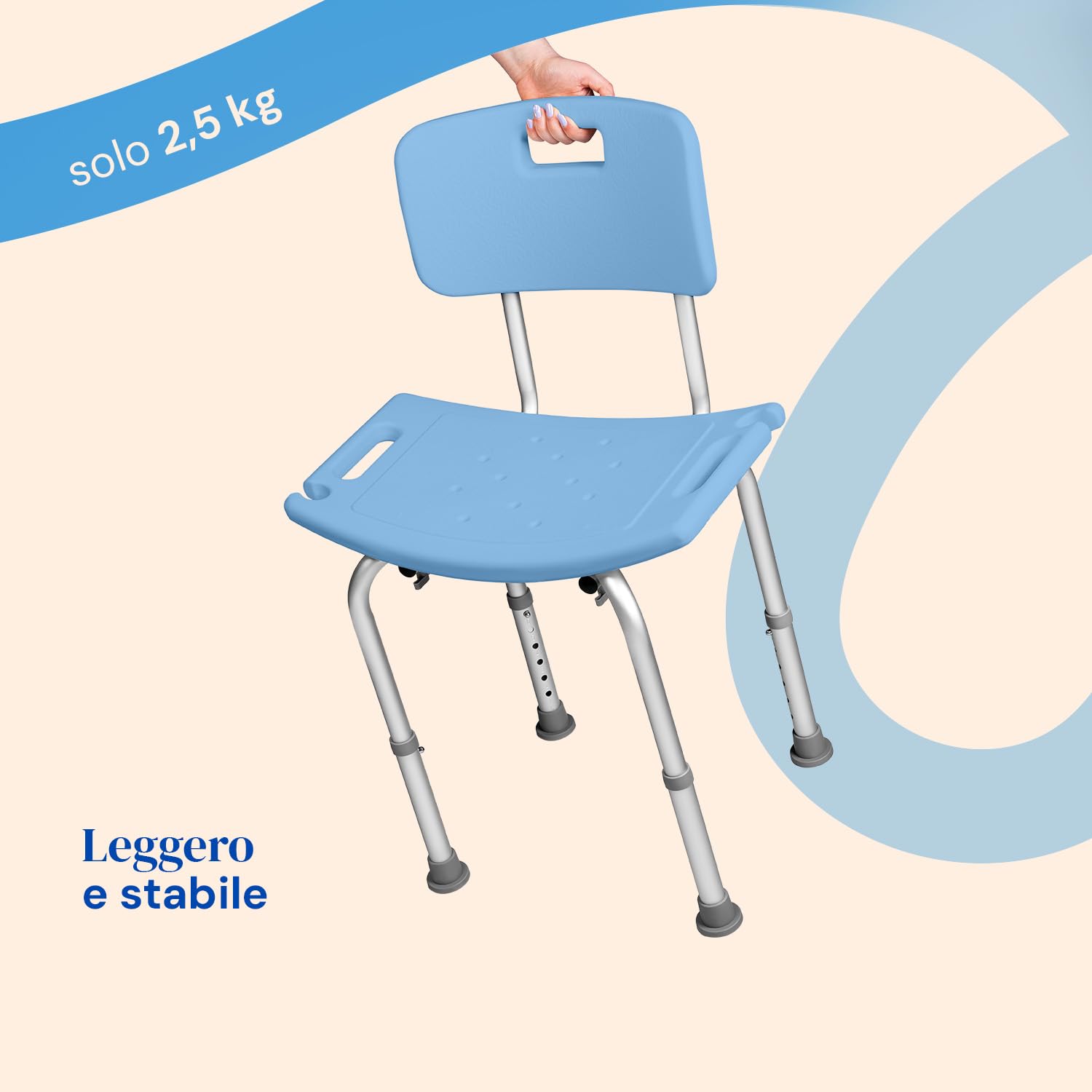 Geriafy Sedia Doccia Regolabile Antiscivolo con Schienale per Anziani