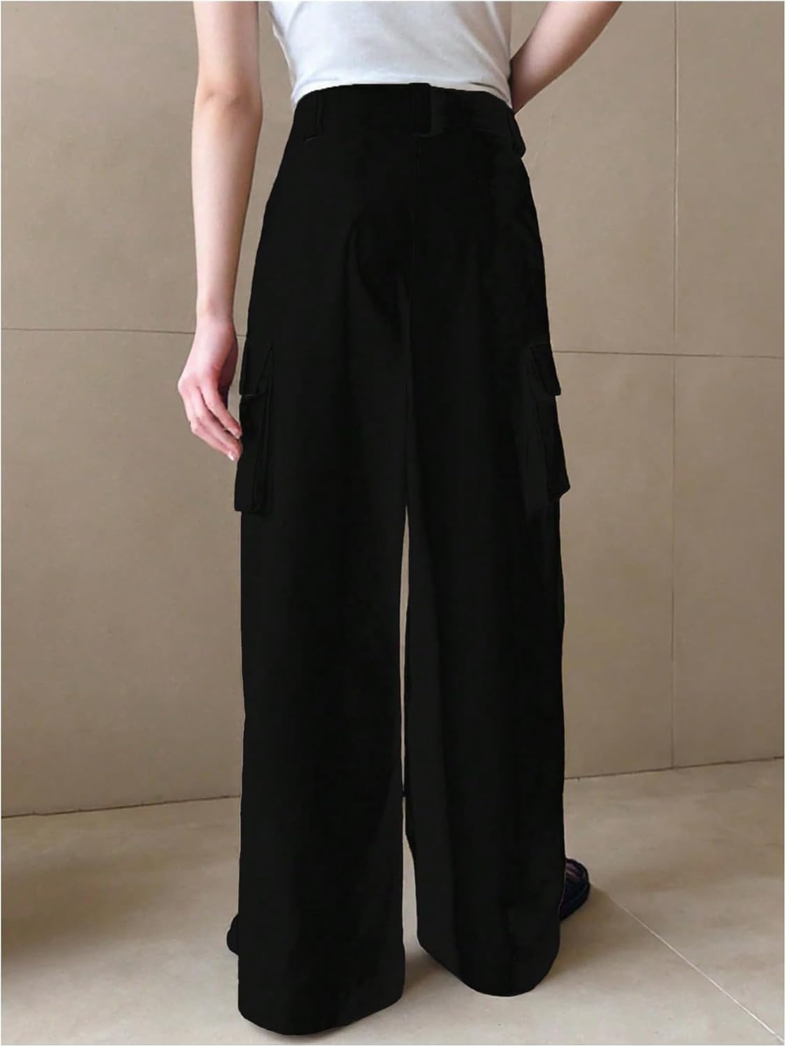 GORGLITTER Men's Baggy Cargo Pants High Waisted Wide Leg Dress Metal Slacks Work Pants Y2K Casual Trousers - Image 2