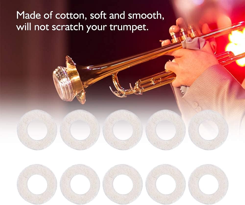Bnineteenteam 10PCS Trumpet Valve Felt Washers Cushion Pad Trumpets Accessory
