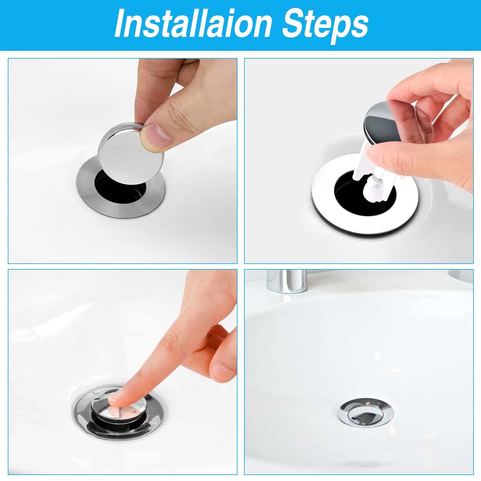 Bouchon De Lavabo Universel 40 Mm Réglable En Hauteur – Pour évier Salle De Bain, Cuisine, Bidet, Laiton Chromé