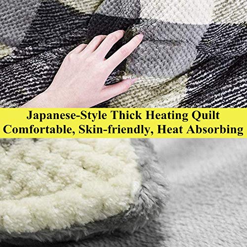 FMXYMC Foot Warmer Coffee Table, Japanese-Style Kotatsu Tables, Tatami Heated Stove Futon Table, with Embedded Heater, Soft Blanket, Rug, Classic Print,B