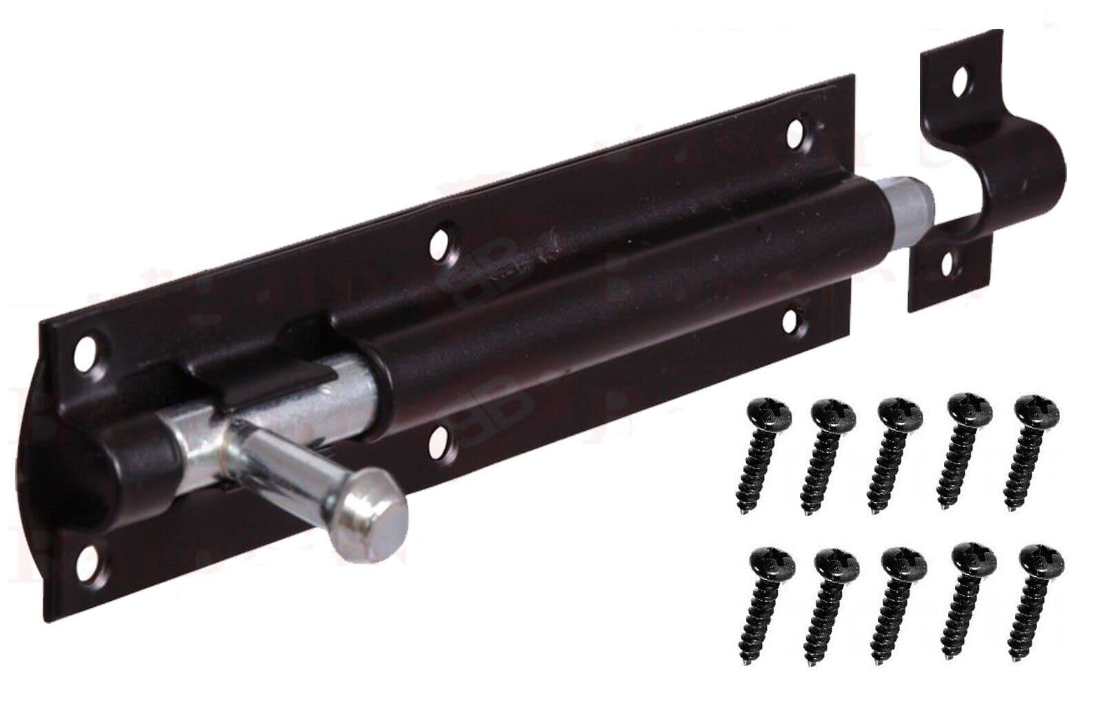 Orbitron Black 2-Pack 4" Tower Bolt Latches – Sliding Bolt Gate Locks For Garden, Shed, Fence, And Barn Doors – Weatherproof Carbon Steel Latch Catch With Screws