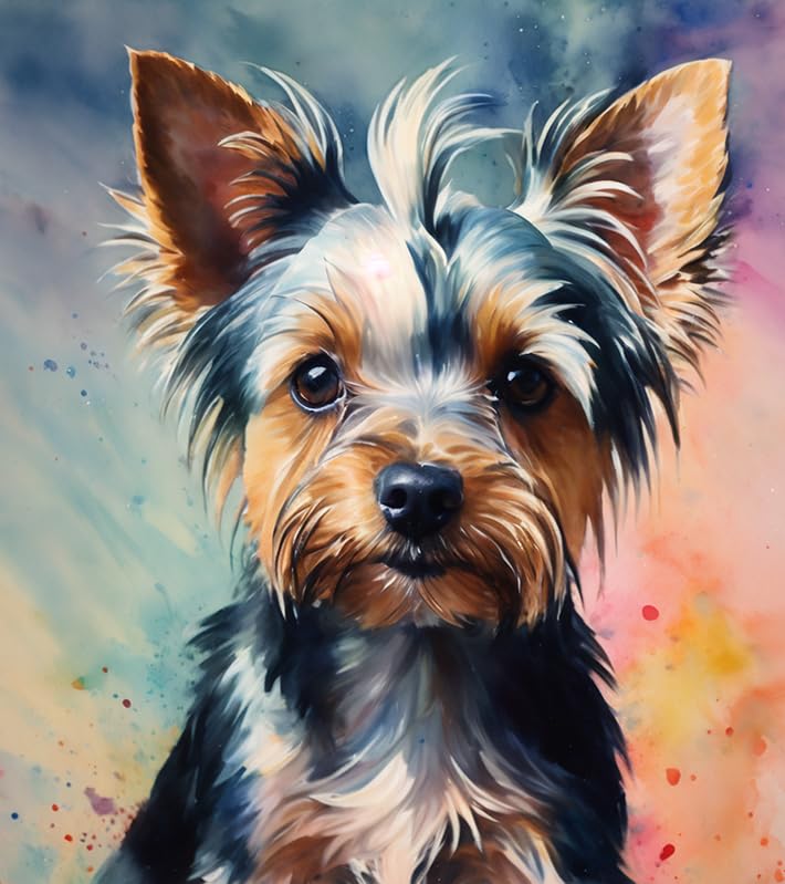 ZMHZMY Paint by Numbers Yorkshire Terrier Dog Canvas DIY Oil Painting for Adults Beginner with Brushes and Acrylic Pigment- 16