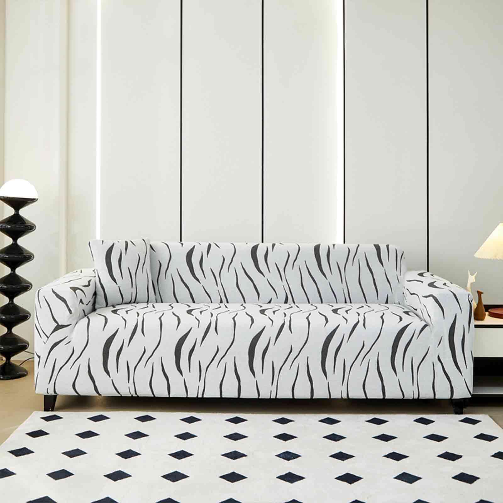 Housse de canapé extensible 4 places jacquard anti-poussière pour protéger vos meubles