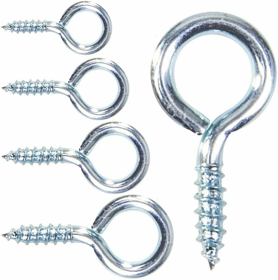 Metal 30mm Screw in Vine Eyes Zinc Plated Steel Screw in Hooks Self Tapping Eyelet Screws for Wood Fixing Wires Indoor & Outdoor Pack of 20.