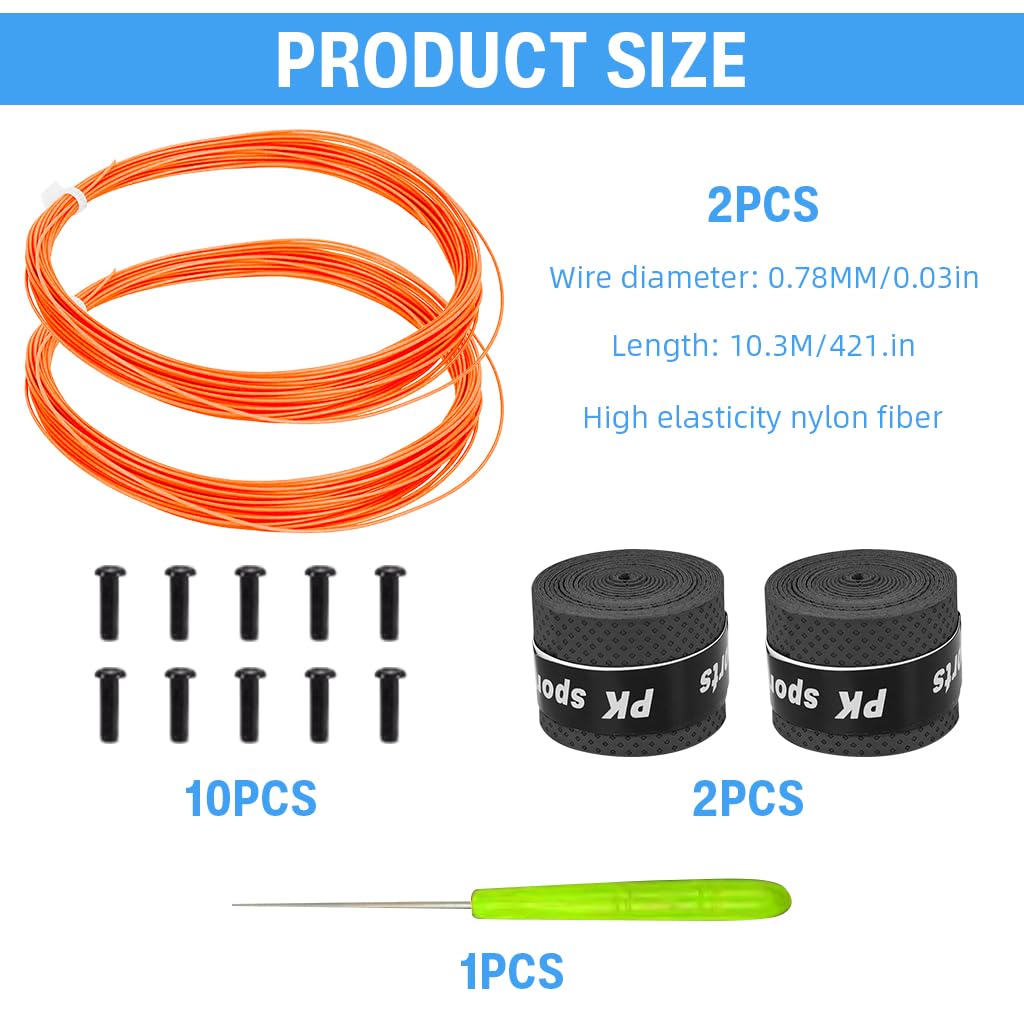 Proberos 2pack Badminton Racket String for Rackets, 0.78mm, 26lbs, 10m/Roll