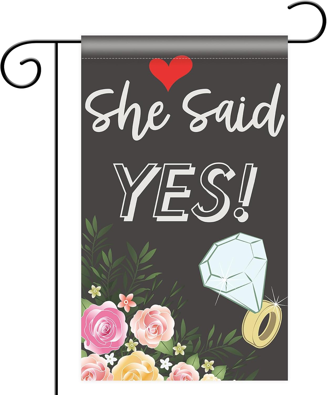 Bandera de jardín con texto en inglés «She Said Yes», bandera vertical de poliéster de doble cara, decoración de letrero de bienvenida a nuestra