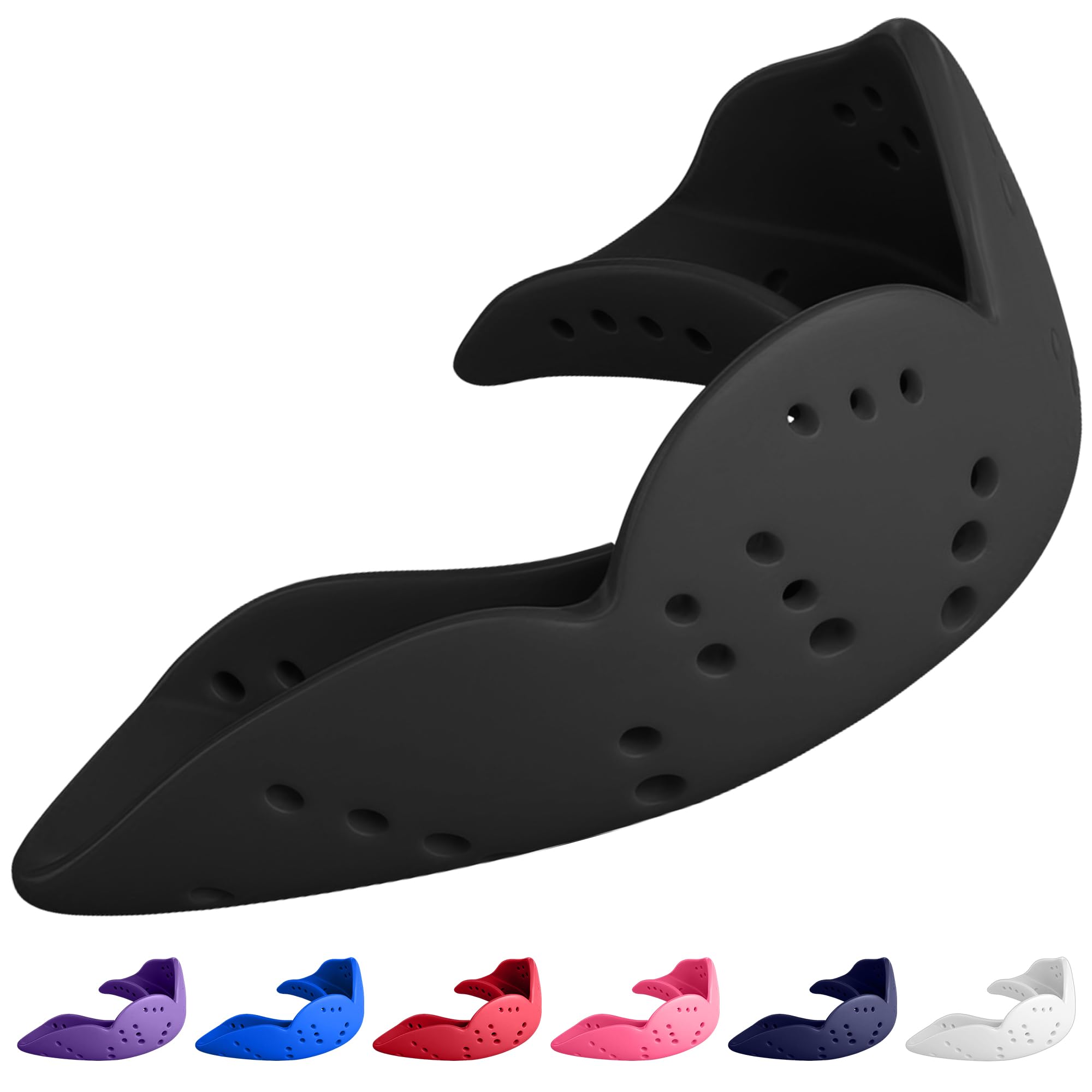 SISU Mouth Guard Aero - Charcoal Black - Ultra Slim Gumshield for Adults & Kids - Custom Fit Rugby Gum Shield- A Remouldable Sports Mouthguard for Boxing, MMA, Hockey - (Medium 5' - 6' Tall)
