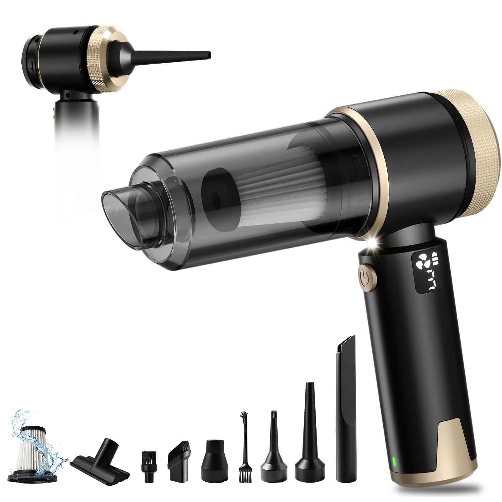 MZGO 4-in-1 Handheld Vacuum Cleaner 22000Pa,6000mAh Cordless Car Vacuum cleaner with 130,000 RPM Brushless Motor,Upgraded Dust Cup & LED Display,Blow/Inflate/Deflate Function for Home Car Cleaning