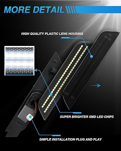 Miniatura 4 de Luz LED blanca de marcador lateral para Chevy Camaro 2010 2011 2012 2013 2014 2015 parachoques delantero trasero parachoques blanco lámparas