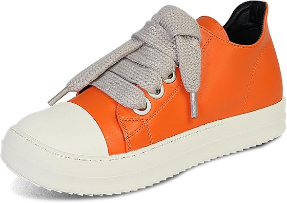 IMPREMEY Womens Low top Sneakers Fashion Thick Strap Leather Walking Shoes.