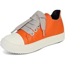 IMPREMEY Womens Low top Sneakers Fashion Thick Strap Leather Walking Shoes.