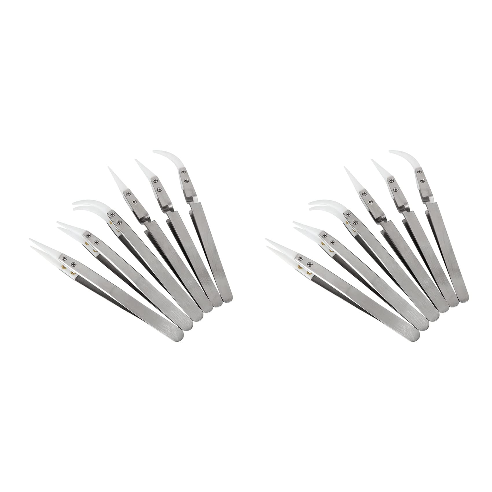 Jnchdghwa As Shown 12 Pcs Ceramic Reverse Solder Tweezers, Non-Conductive, Anti-Magnetic Pointed And Curved Tips Tweezers Set