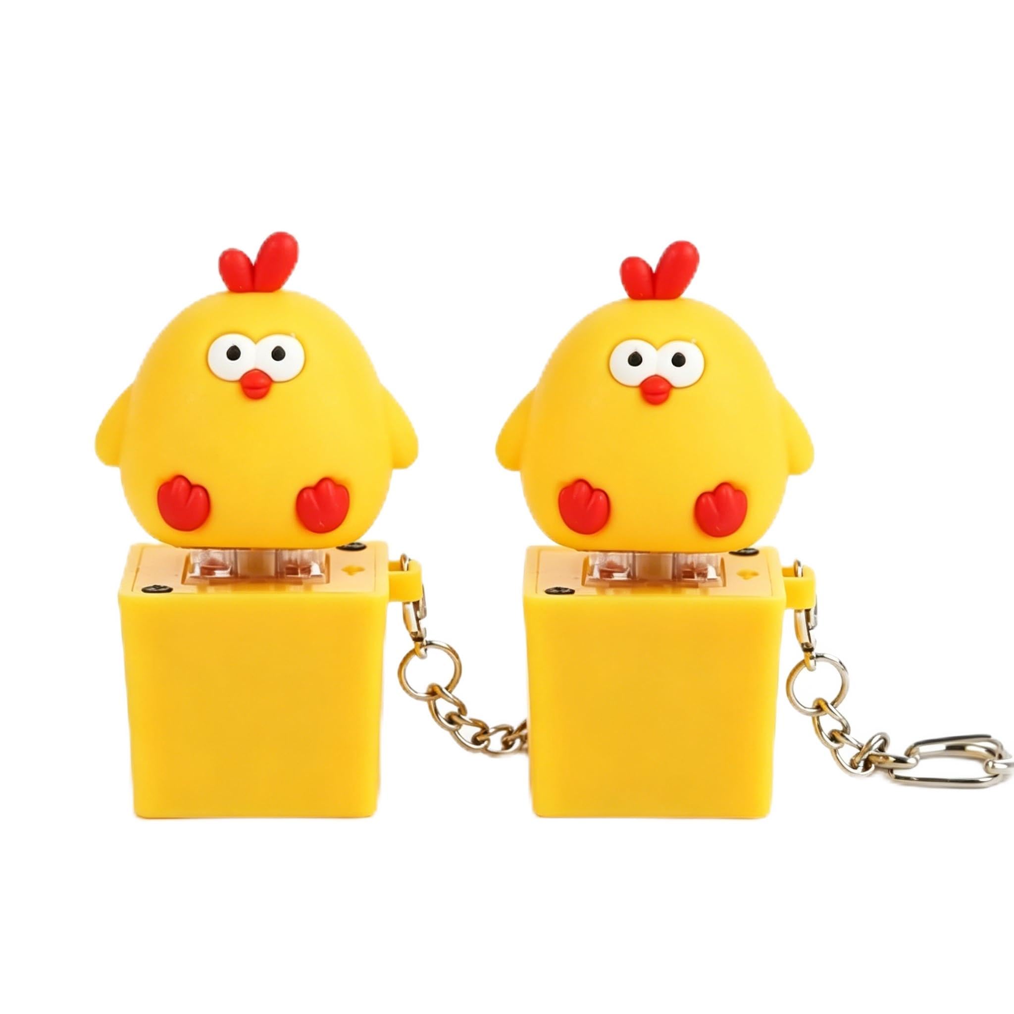 QIANSSE Glowing Electronic Mechanical Keyboard Key, Yellow Chick Style Keychain A Stress Relief Pressing Fidget Toy Pendant