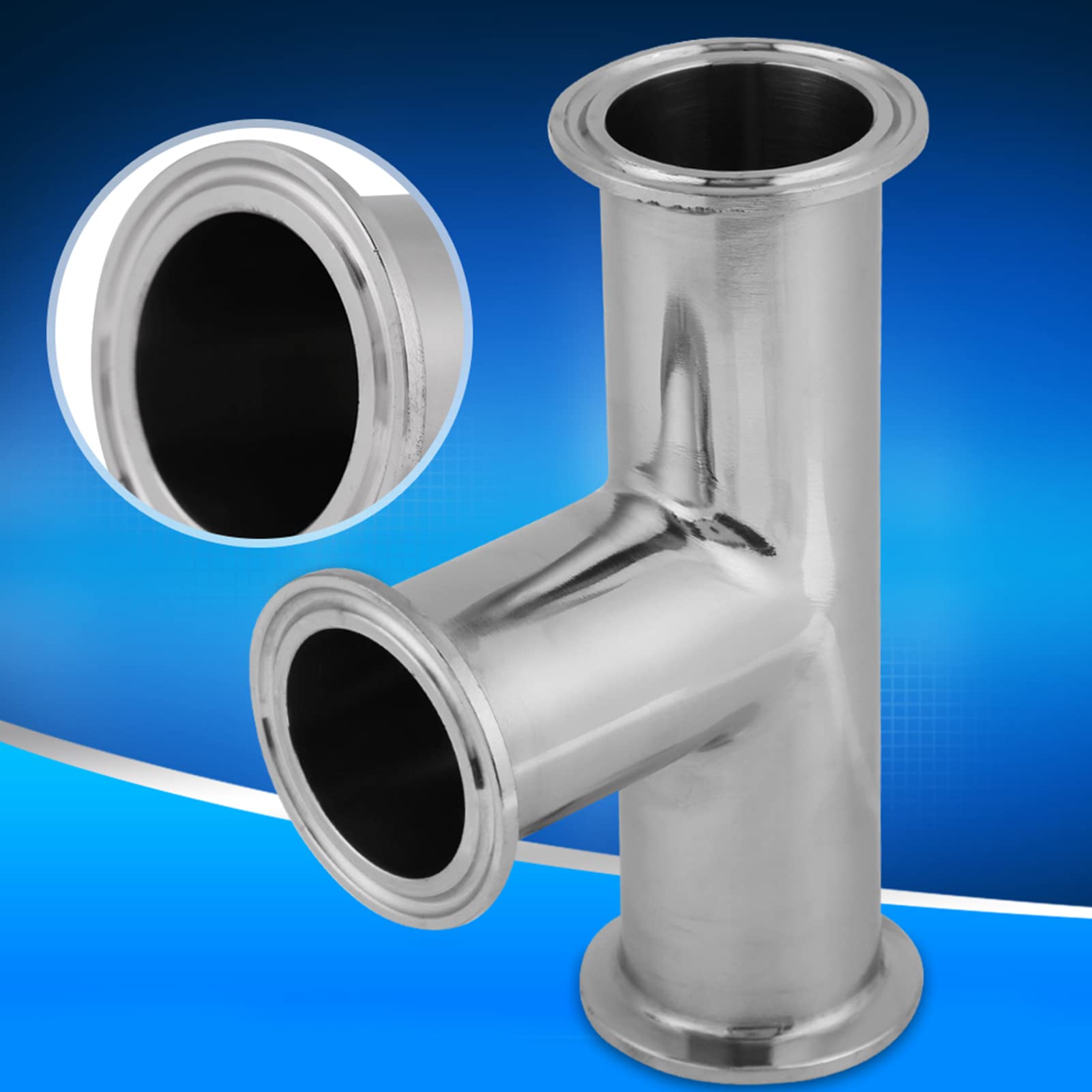 JMCOLMT 1.5" Tri Clamp Tee Fitting - 304 Stainless Steel Sanitary Equal Tee, 38mm Pipe OD, Mirror Polished