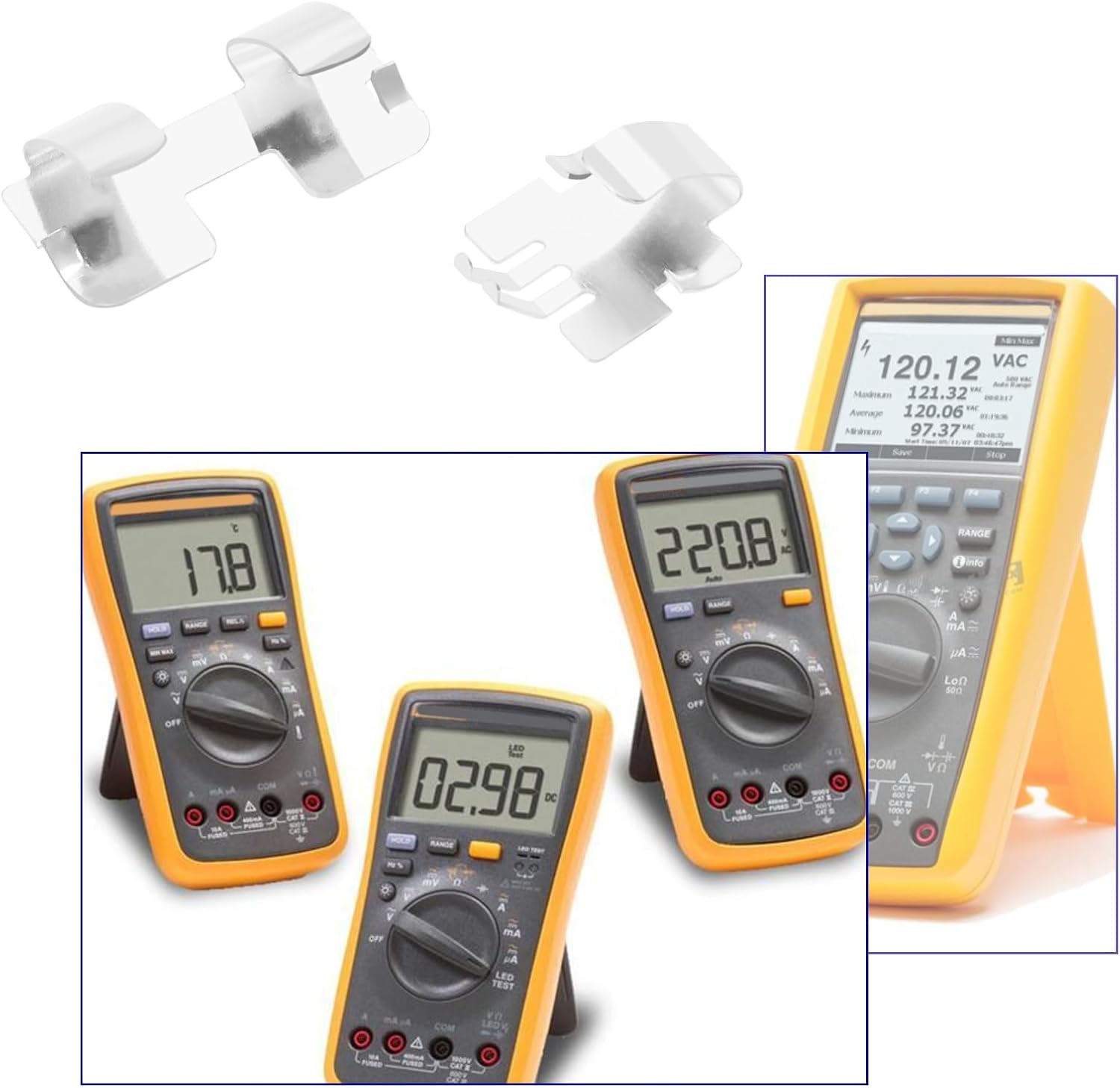 6 Sets AAA Battery Shrapnel Multimeter Battery Holder Fixing Clip Compatible with FLUKE 101 106 107 Multimeter 302+ 303 305 324 Clamp Meter, 6 Double Shrapnel and 12 Single Shrapnel
