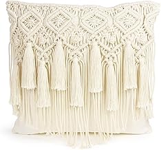 Macrame Cushion Cover Throw Pillow Case Decorative Cushion Cover Modern Farmhouse Bohemian Bed Sofa Couch Bench Car Boho Home White 18x18 inch Pack of 1 (Design-7)