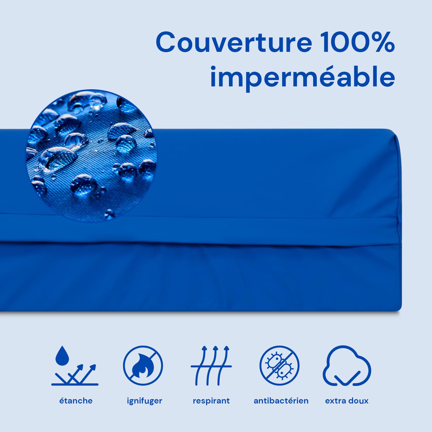 Geriafy - Matelas mémoire de forme Professionnal V6 de 20 cm d'épaisseur | Housse Imperméable | Convient pour lits électriques (80x190 cm), Bleu
