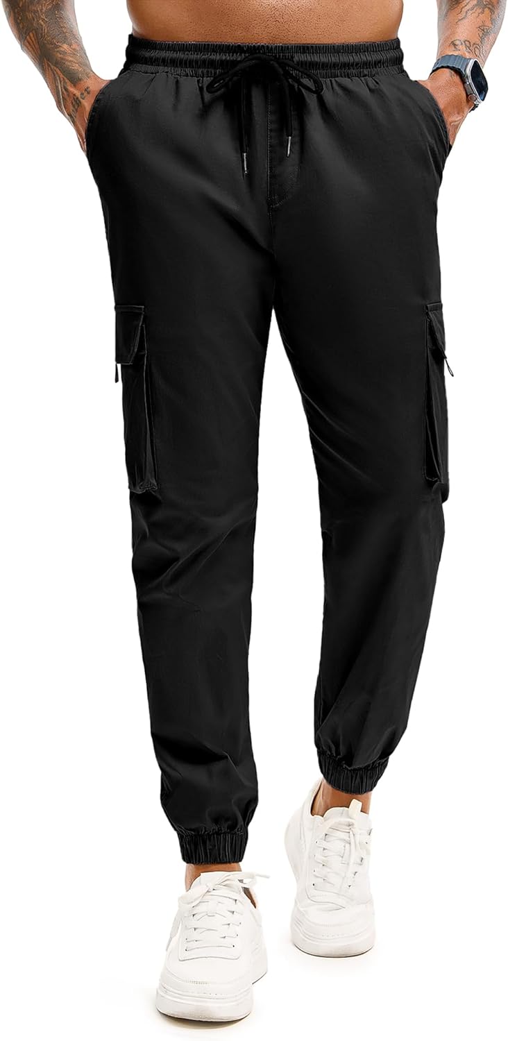 HOTake Men's Stretch Cotton Cargo Pants Elastic Waist Cargo Joggers - Image 4