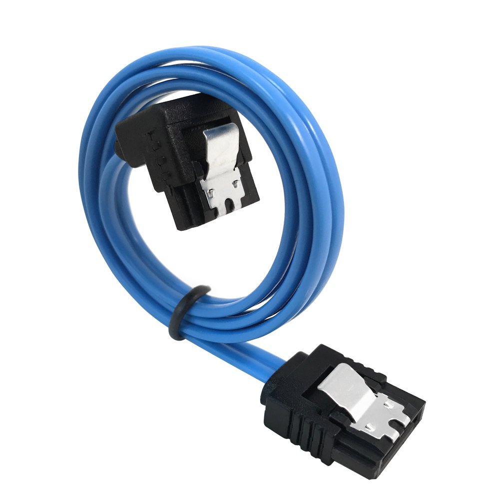 6 Pack 18-Inch SATA III 6.0 Gbps Cable with Locking Latch and 90-Degree Plug - Blue