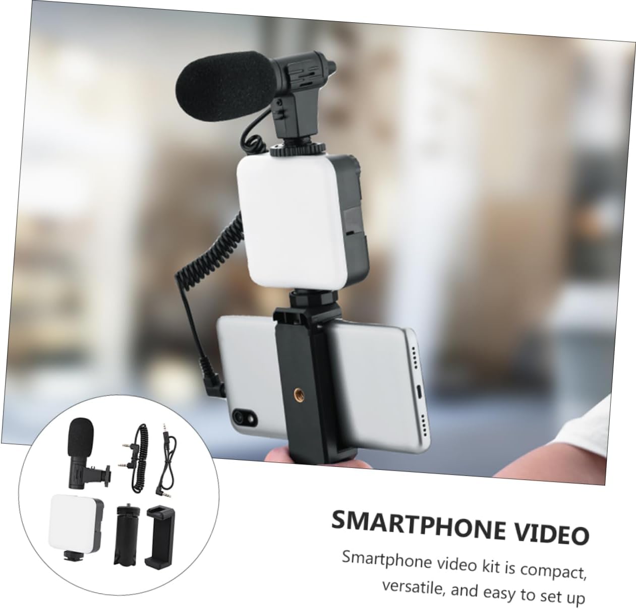 1Set Smartphone Video Kit with Fill Light Microphone and Tripod Vlogging for Easy Setup and Portable Content Creation for Portrait and Advertising Photography