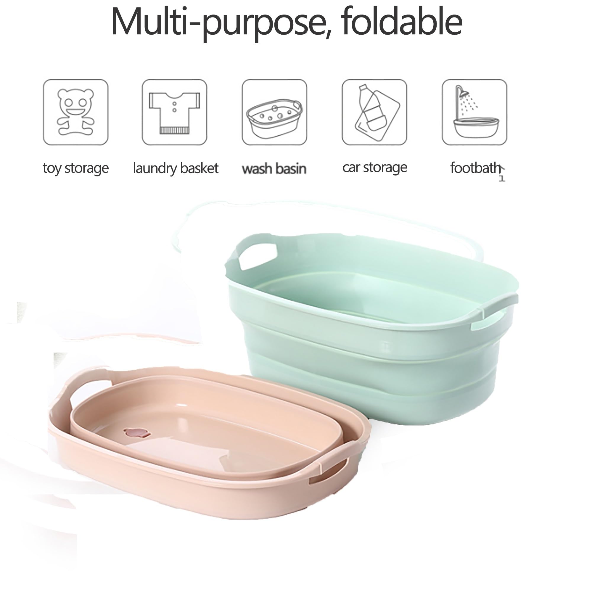 Fußbad Faltbare Fußbadewanne, Fußwanne Fussbad Tragbares Klappbares Fußbecken Reiseverdickte Multifunktionale Fußbadewanne Fußbadewanne Mit Griffen Faltbare Wanne Für Wäsche ( Color : Green , Size : 2