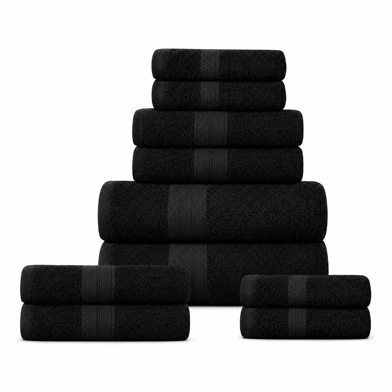DreamNights 8 Piece Towel Bale Set, Quick Dry Highly Absorbent Towel Sets Bathroom 4x Face 2x Hand 2x Bath Towels - Gym Towel, Hand Towels, Sports Towel (Black) — image 1