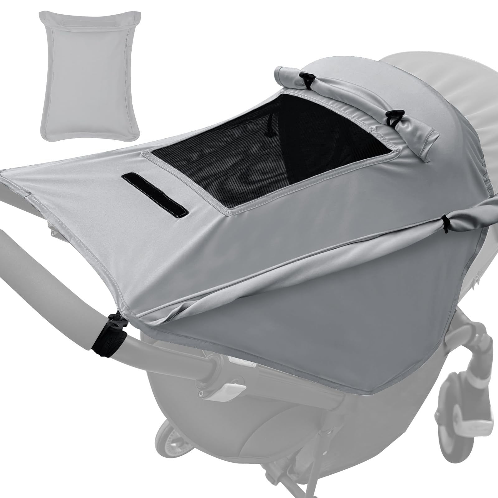 WD&CD Pram Sunshade Sun Covers with Viewing Window for Strollers Pushchairs Parasols UV Protection Easy to Install, Grey