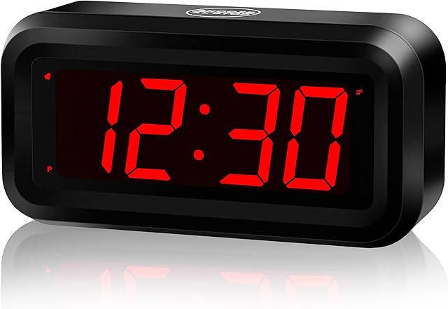 KWANWA Digital Alarm Clock Battery Operated Powered Only With Constantly Big 1.2'' LED Time Display Small for Travel desk Wall Bedside