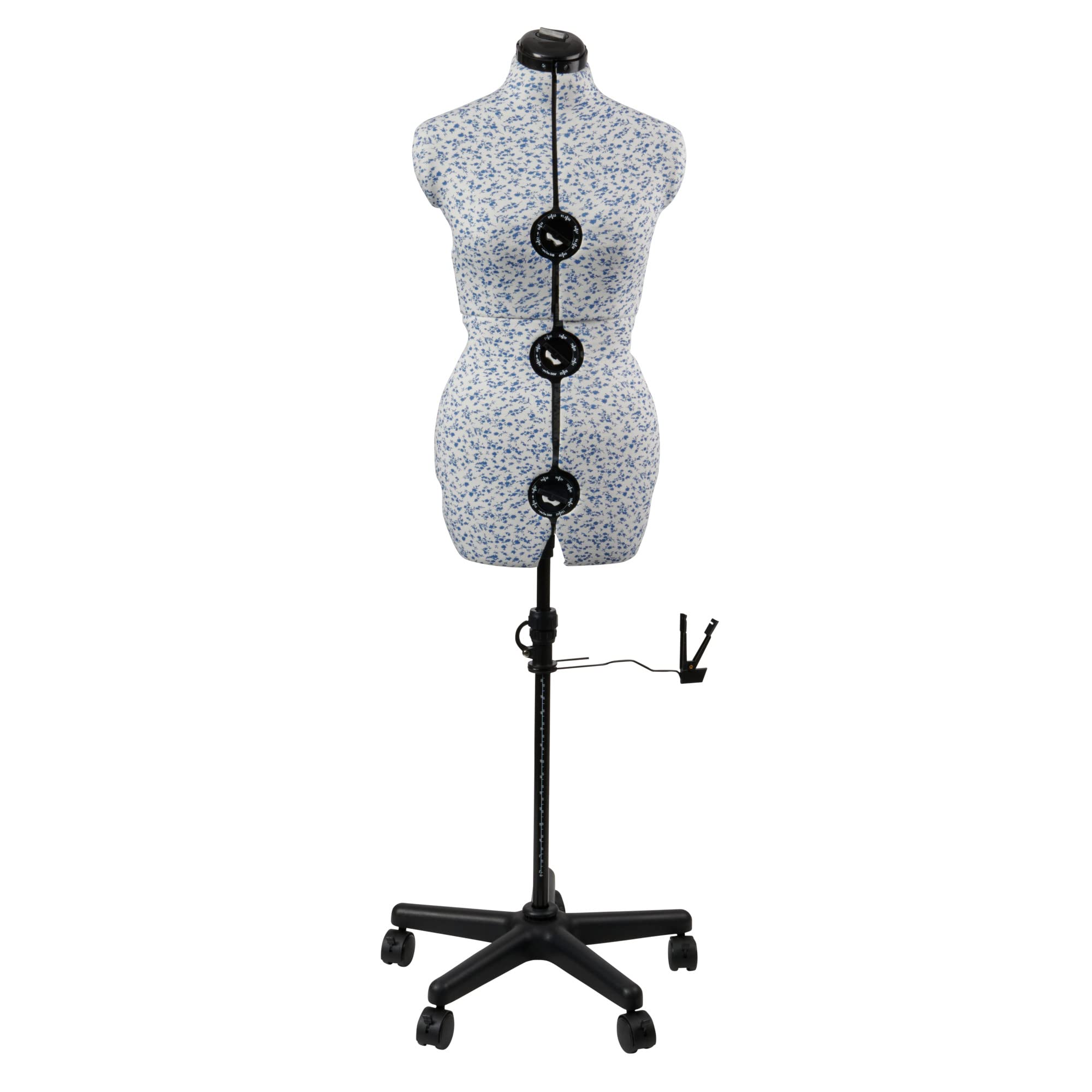 Sewing Online Blue Adjustable Dressmakers Dummy Ditsy Wedgewood With Hem Marker And 5-Star Base On Castors, Dress Form Sizes 10-16 - Pin, Measure, Fit And Display Clothes On This Tailors Dummy - 5919A