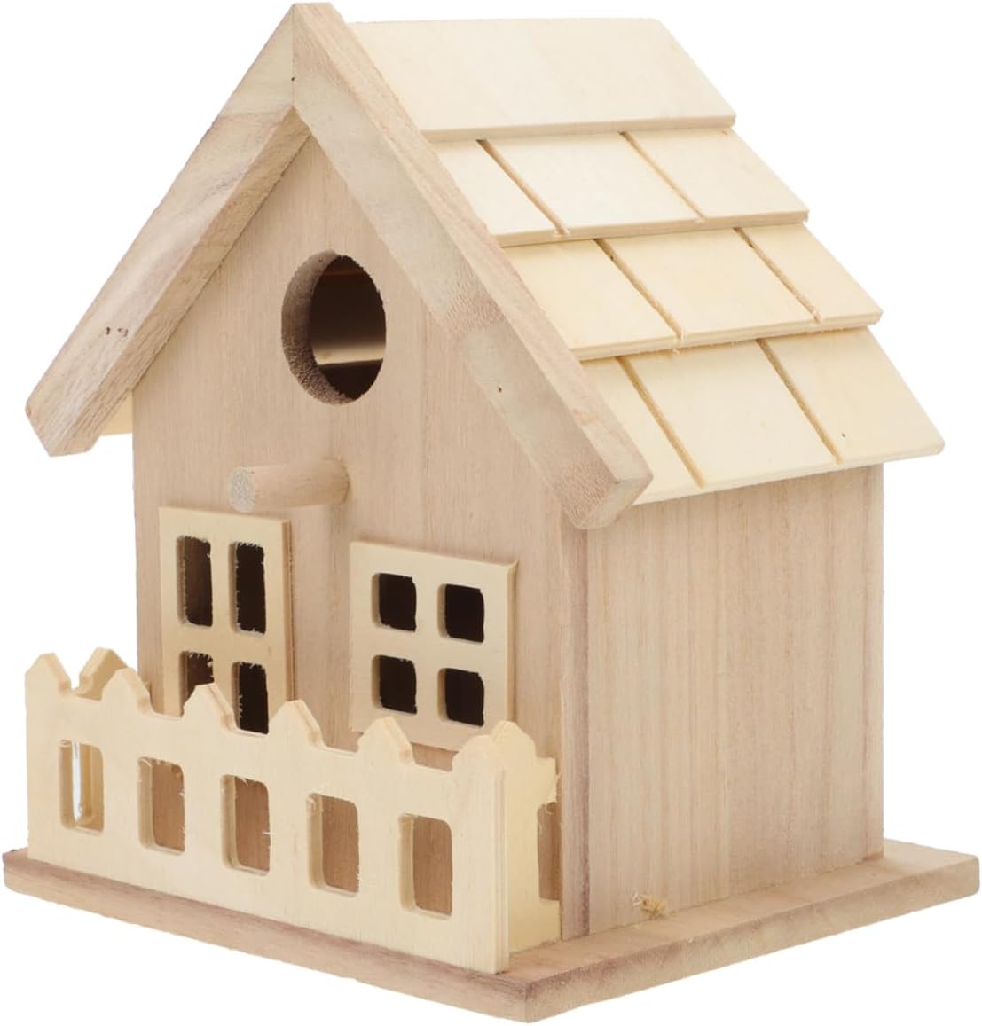 Toddmomy Wooden Bird House Outdoor Small Bird Nest Hanging Feeder Home Garden Decoration 7.08X5.51X5.11 Inch Natural Wood