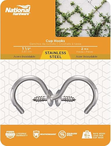 Miniatura 3 de NATIONAL MFG/SPECTRUM BRANDS HHI N348-458 Gancho de taza de acero inoxidable de 1-1/2 pulgadas