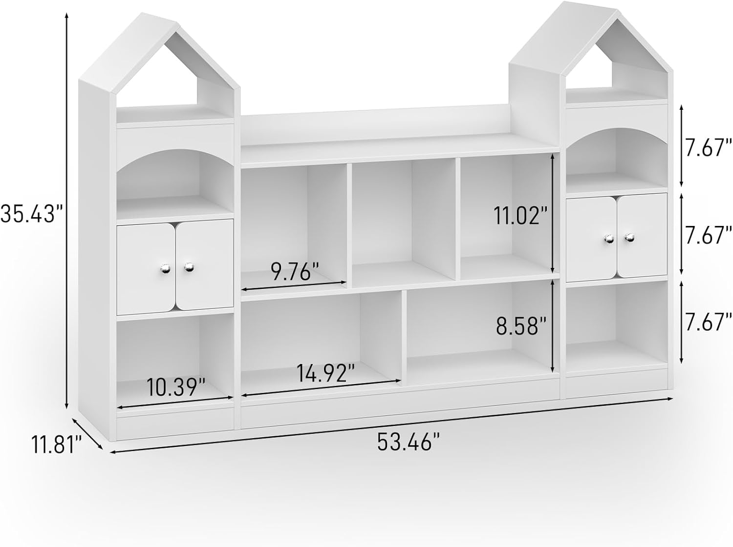 Halitaa Castle Shape Children's Bookshelf, Kids Bookcase Display Case Kids Toy Storage Organizer Multifunctional Storage Cabinet Bookshelf Suitable for Playroom, Children's Room, Living Room, White