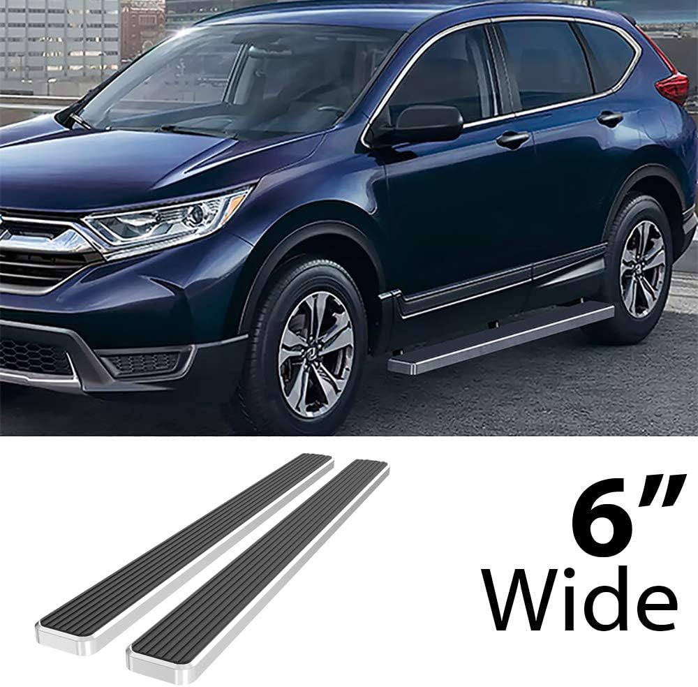 HD Ridez Running Board Side Step Bars 6" Silver Compatible with Honda CR-V 2017-2022 (Nerf Bar Side Steps Side Bars)