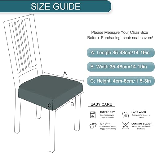 Miniatura 7 de SearchI Juego de 6 fundas de asiento impermeables para sillas de comedor, fundas de asiento elásticas de jacquard para sillas de cocina, extraíbles